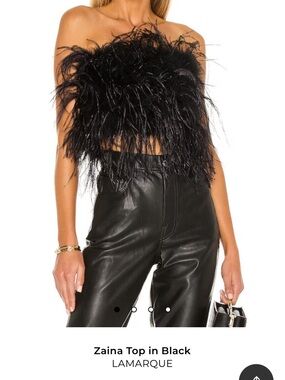 Lamarque Black Feathered Crop Top